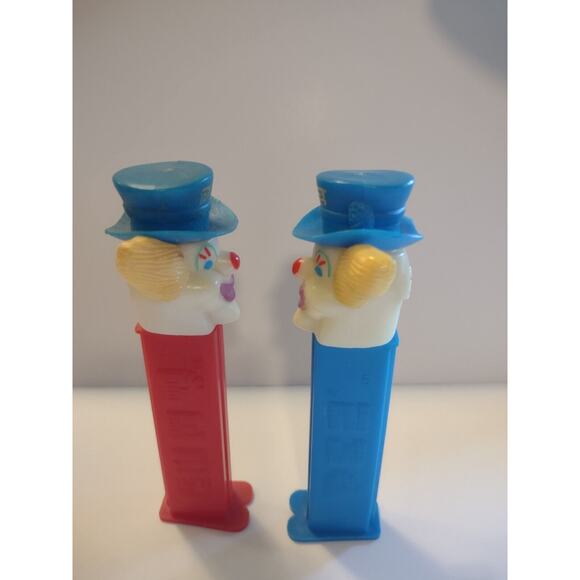 Pez Blue & Red Circus Clowns Candy Container Vintage Slovenia 1970 On Back Retro - Picture 2 of 2